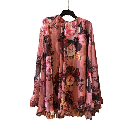 Mac Duggal Ruffled Cape Overlay Dress - Rose Multi - Size 10 - Picture 4 of 6